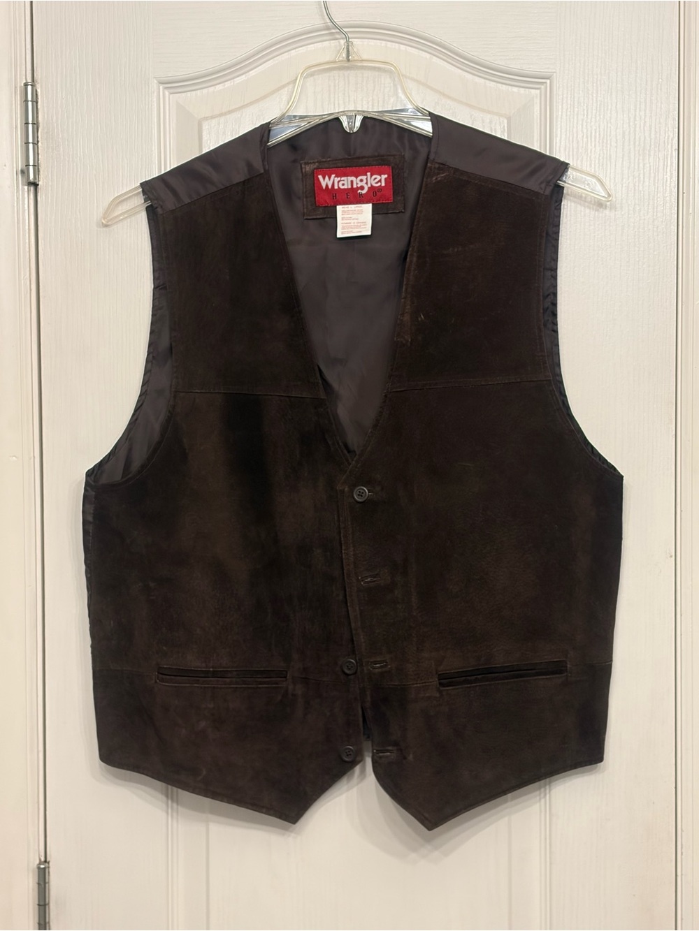 Vintage Wrangler Men's Dark Brown Suede Vest - Classic Button Front